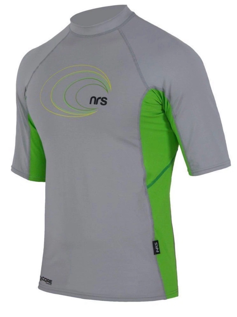 NRS Men’s H2Core Short-Sleeve Rash Guard, Gray/Green - XL